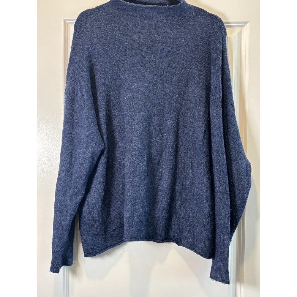 Leith Sweater Womens Large Heather Blue‎ Tight Knit Mock Neck Thermal Warm Wear
